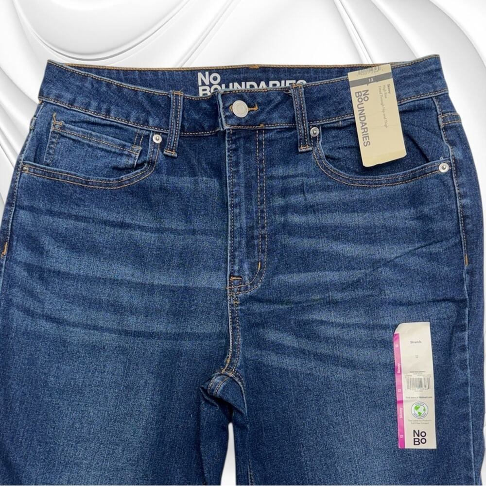 NO BOUNDARIES Women’s 12 SKINNY HIGH RISE Blue Jeans - Picture 2 of 5